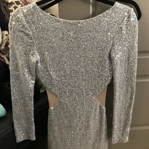 Women's silver glitter long-sleeve dress size S